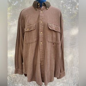 Vintage 90’s Tommy Hilfiger houndstooth plaid & corduroy button front shirt